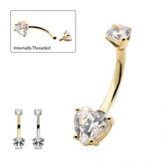 Heart Gold Curved Barbell