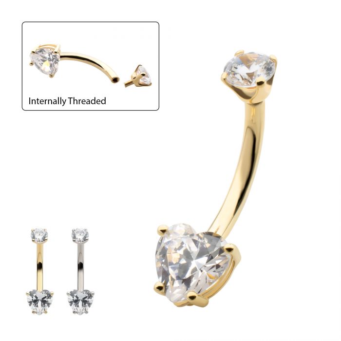 Heart Gold Curved Barbell