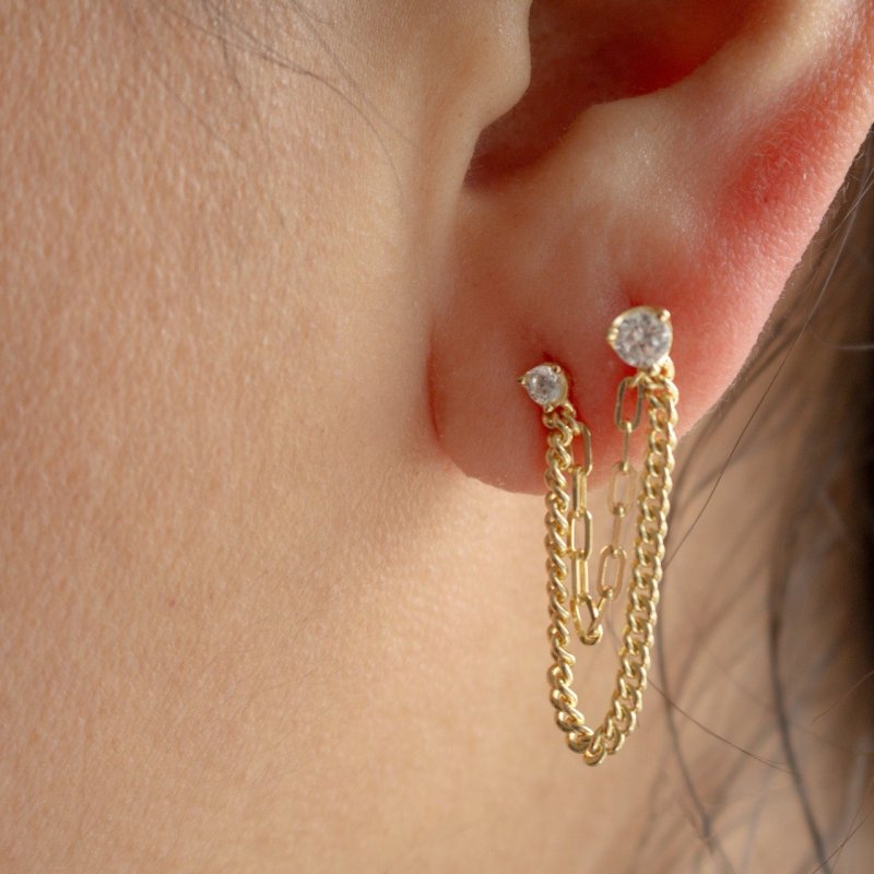 Double Chain Stud Earring