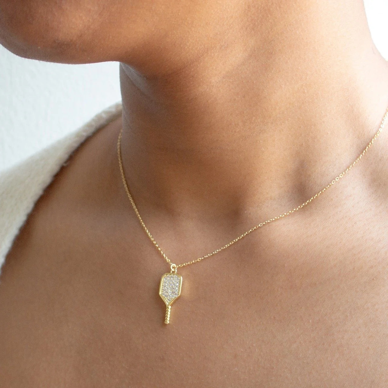 Pave Pickleball Necklace