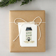 Blue roof house mini notecard