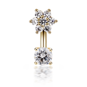 Cubic Zirconia Flower and Prong Set Cubic Zirconia Rook Barbell