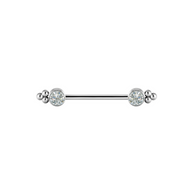 Beaded Accents Titanium Nipple Barbell