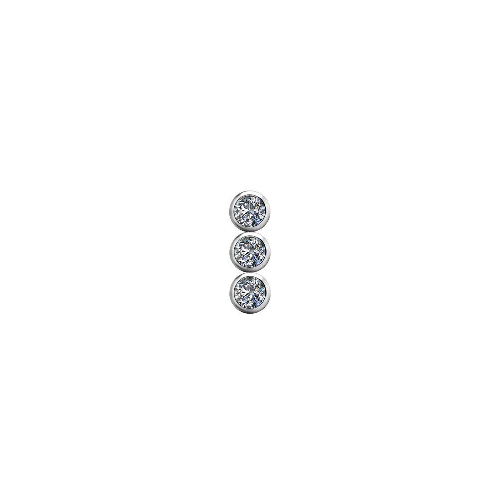 3 STONE BEZEL SET TITANIUM THREADLESS PIN