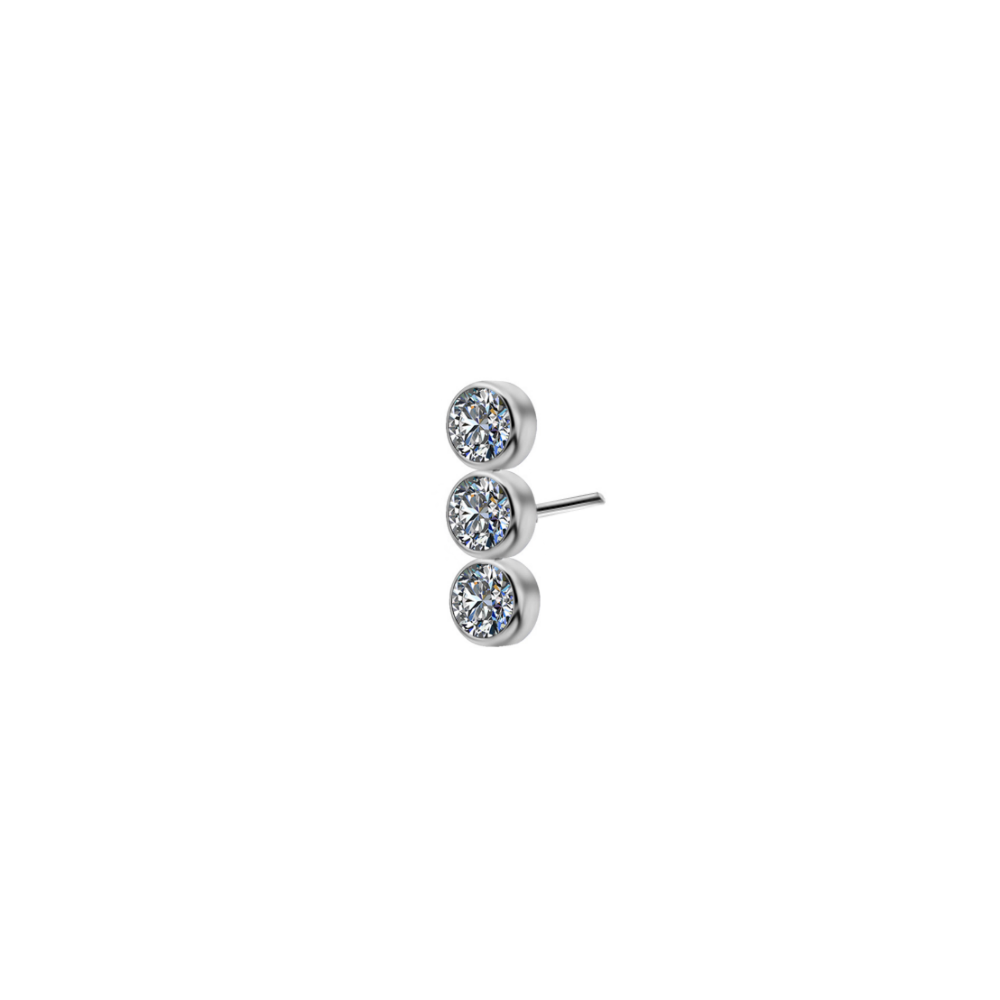 3 STONE BEZEL SET TITANIUM THREADLESS PIN