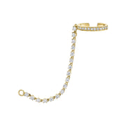Single Row Diamond Ear Cuff with Rope Diamond Chain