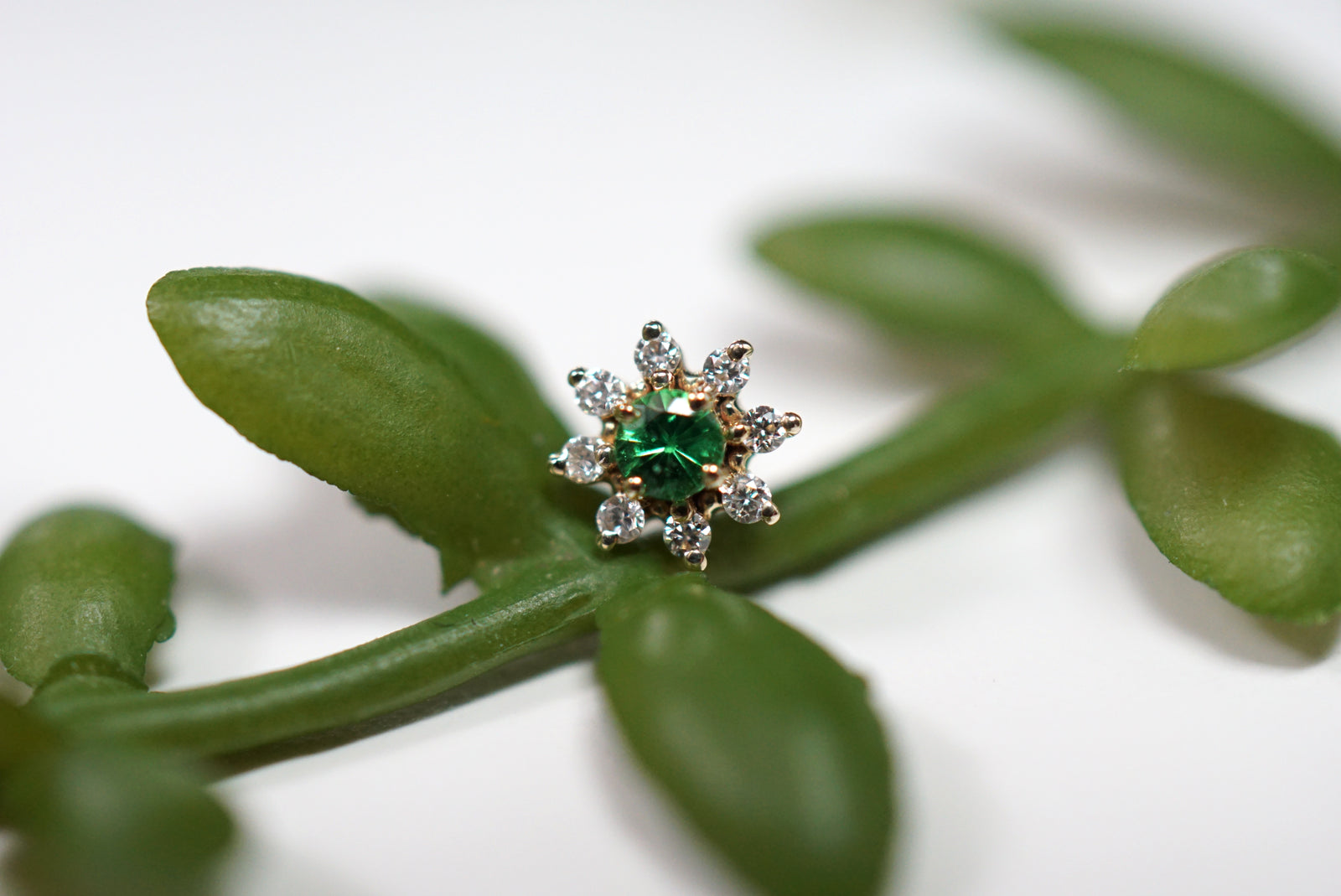 MINI ATHENA FACETED Tsavorite Green Garnet THREADLESS PIN
