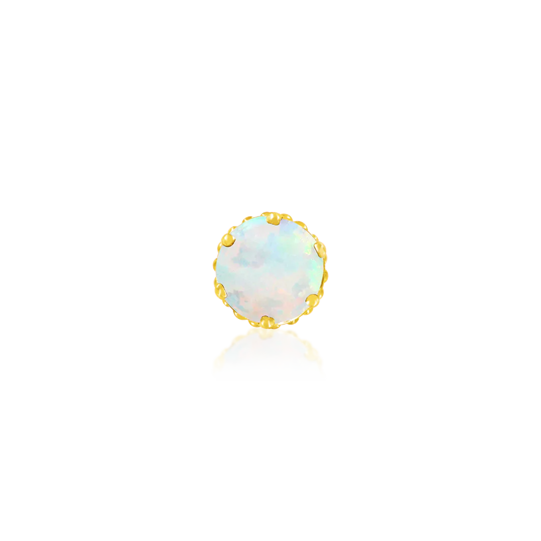 Opal Crown Set Threadles Pin