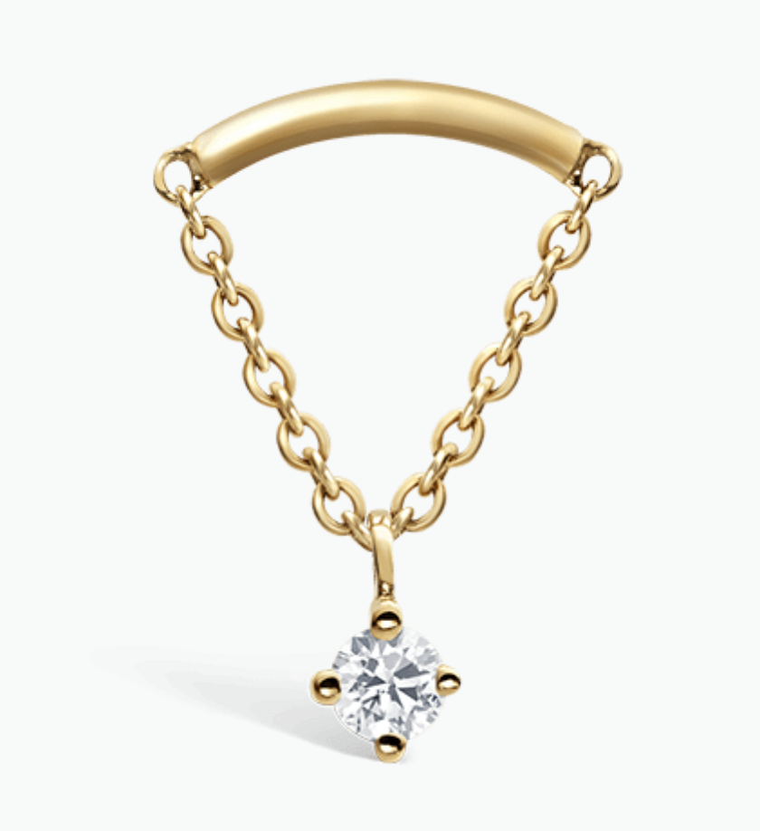 Prong Set Diamond Drape Threaded Stud Earring