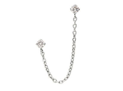 Duo Prong with Chain Dangle Titanium Threadless Pin