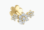 Three Flower Garland Diamond Threaded Stud