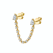 Double Piercing Pear Diamond Loop Earring
