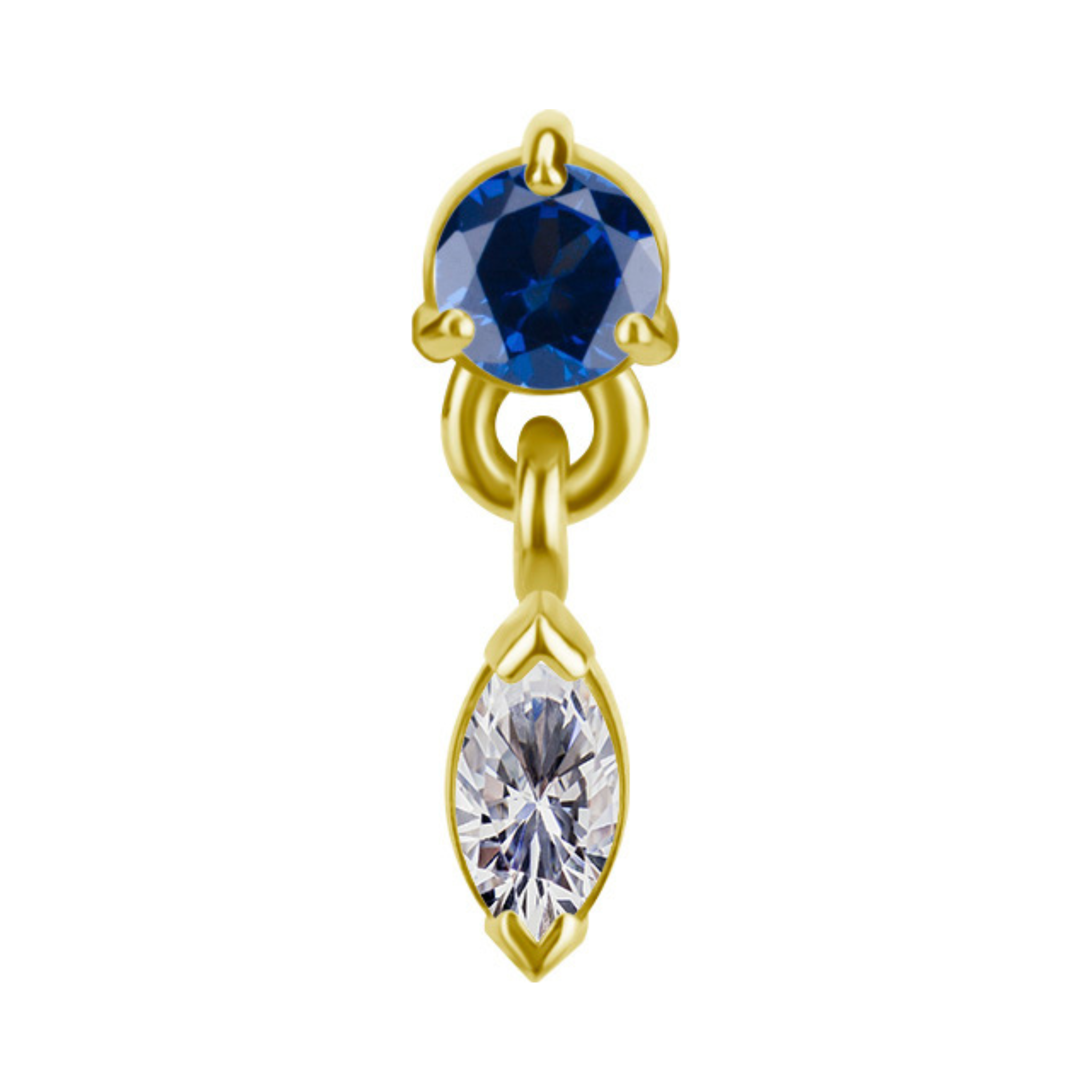 Marise Drop Sapphire Gold Threadless Pin