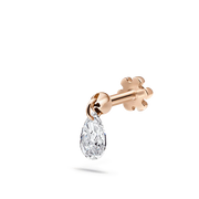 4mm Floating Pear Diamond Charm Threaded Stud Earring