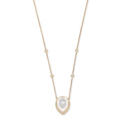 Small Pave Carved Eye Burst Clear Quartz Teardrop Necklace