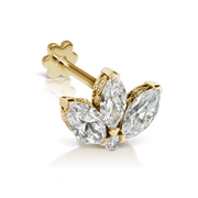 3mm Diamond Engraved Lotus Threaded Stud Earring