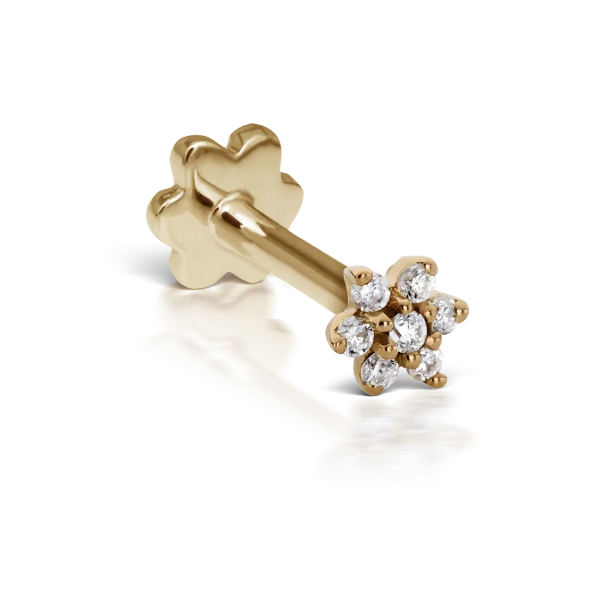 3mm Diamond Flower Threaded Stud Earring