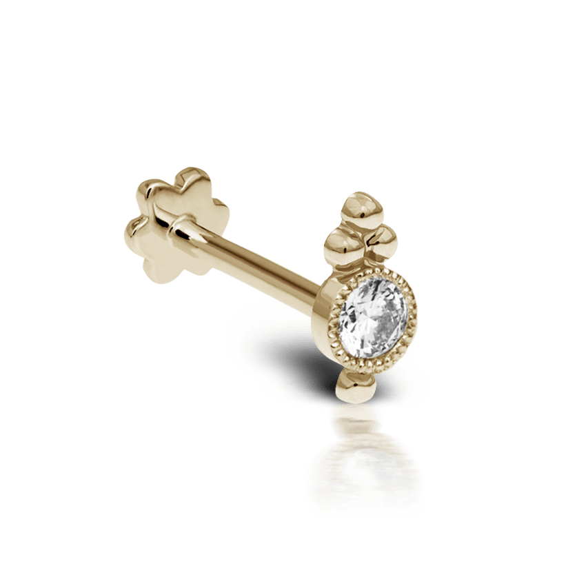 Diamond Four Ball Trinity Threaded Stud Earring