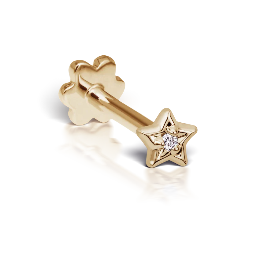 3mm Diamond Solitaire Star Threaded Stud Earring