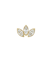 Mini Marquise 3 Fan Gold Threadless Pin