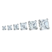 Titanium Princess Cut Gems Threadless Pin