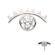 Bezel Evil Eye Titanium Threadless Pin